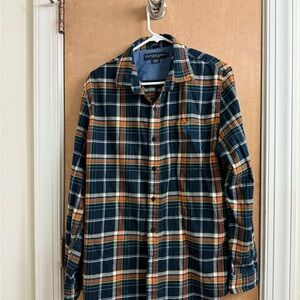 U.S. Polo Assn. Mens Blue Plaid Long Sleeve Flannel Button Front Shirt Sz M